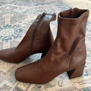 Steve Madden Brown Square Toe Bootie